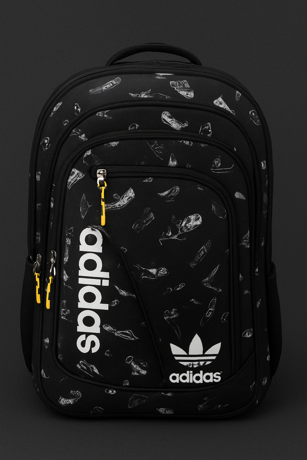 Black Printed Adidas Backpack – Trendy and Spacious