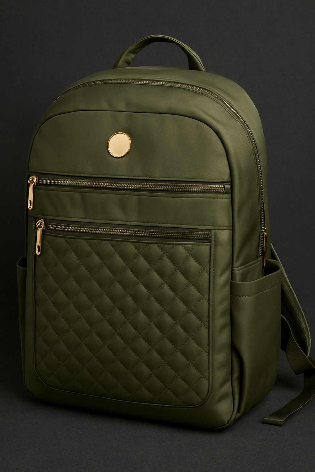 Premium Olive Green Quilted Backpack – Elegant and Practical