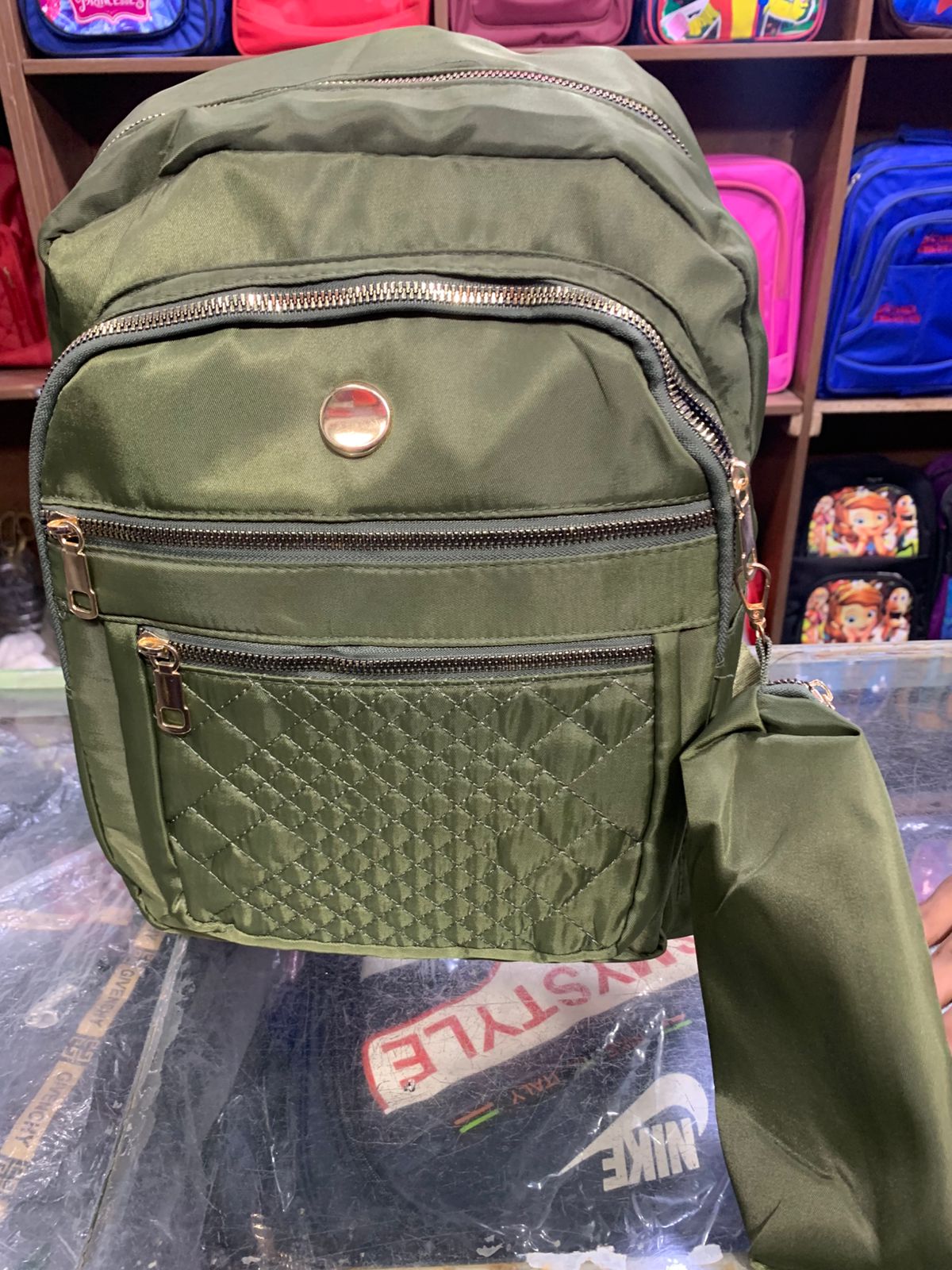 Premium Olive Green Quilted Backpack – Elegant and Practical