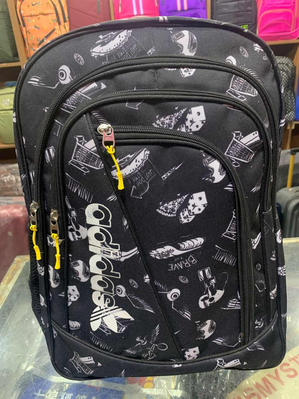 Black Printed Adidas Backpack – Trendy and Spacious