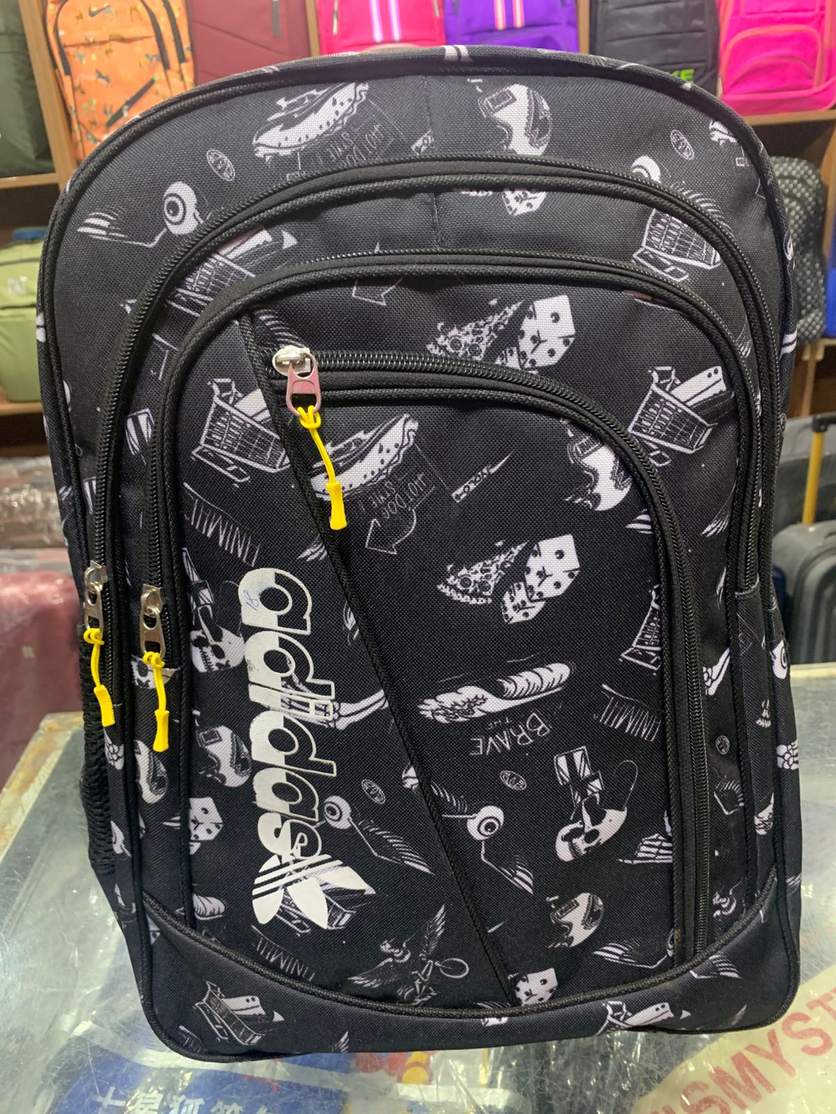 Black Printed Adidas Backpack – Trendy and Spacious