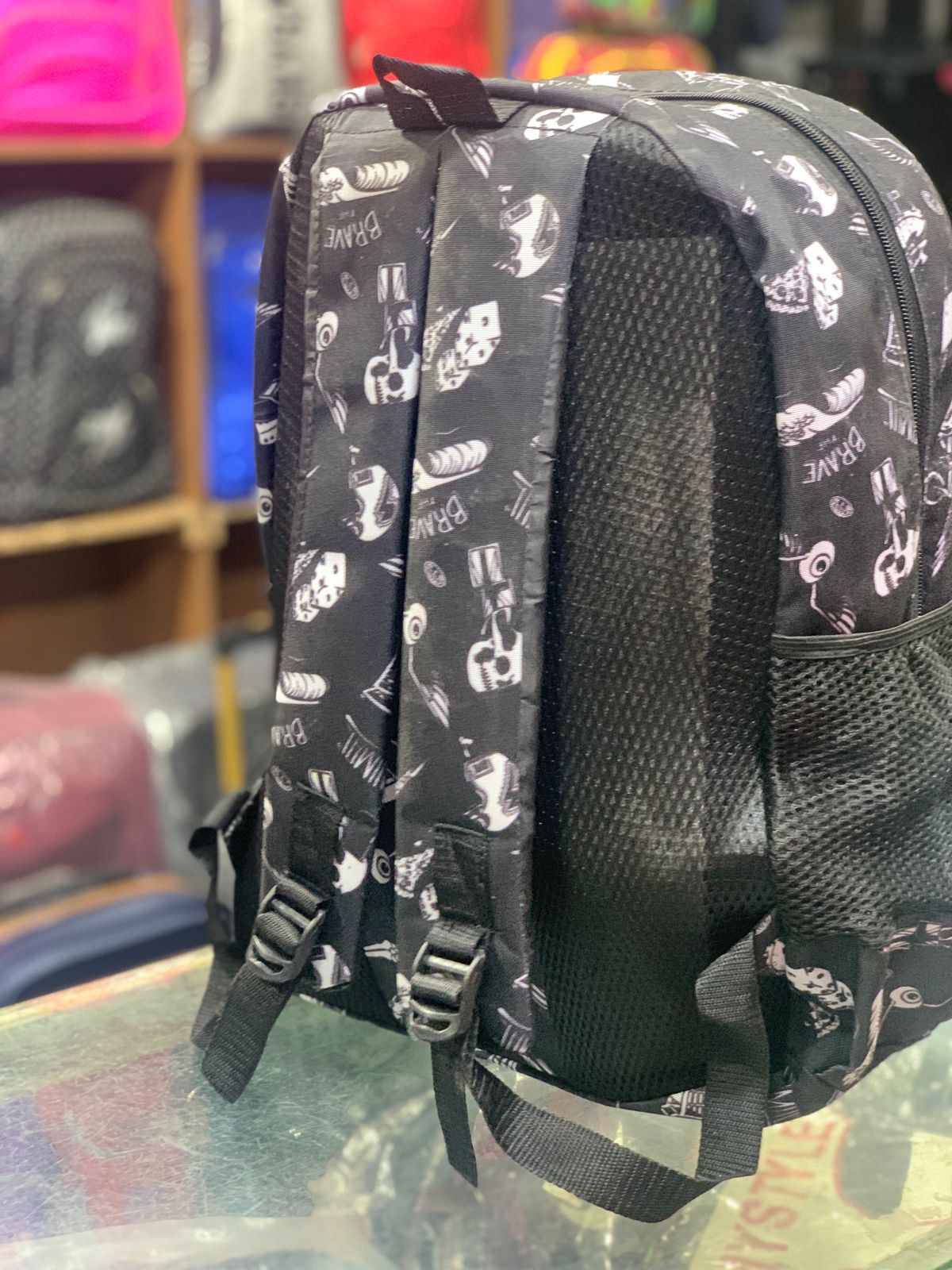 Black Printed Adidas Backpack – Trendy and Spacious