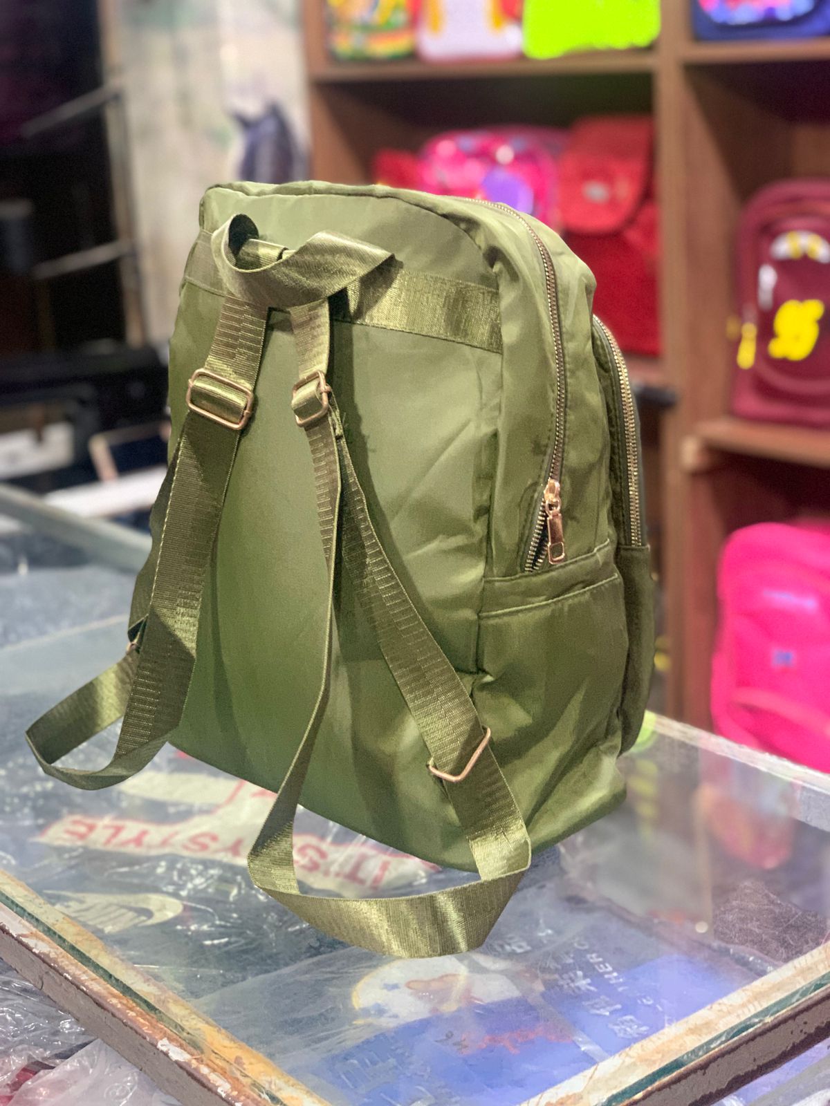 Premium Olive Green Quilted Backpack – Elegant and Practical